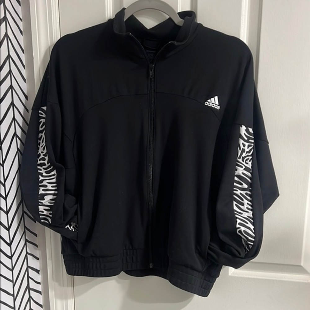 Adidas Aeroready Black Jacket with Zebra Print Sleeves